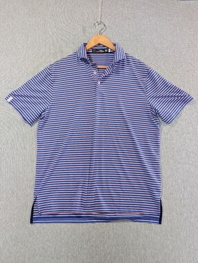 RLX Ralph Lauren Striped Polo Shirt Men's Medium Purple White